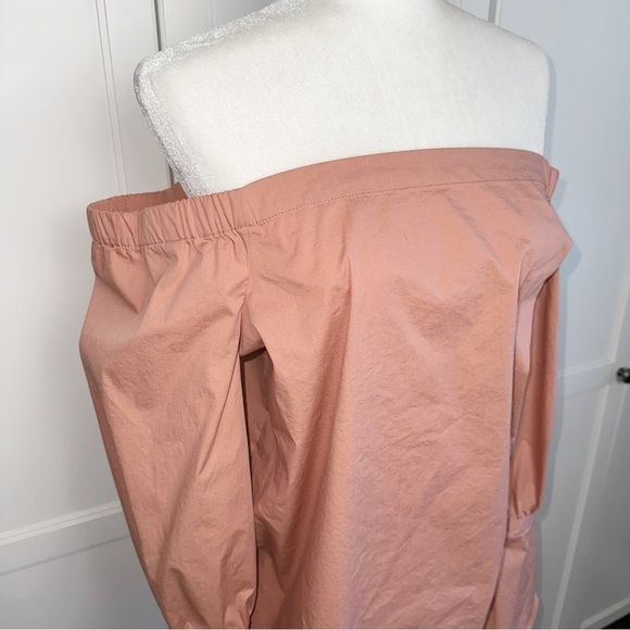 Bobeau Off the Shoulder Coye Flare Cuffs Poplin Shirt Large Melon Pink - Picture 4 of 11